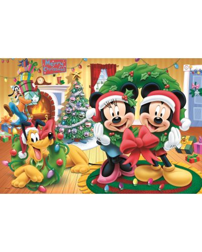 Puzzle Trefl de 100 piese - Magia Craciunului cu Mickey, Minnie si Pluto - 2