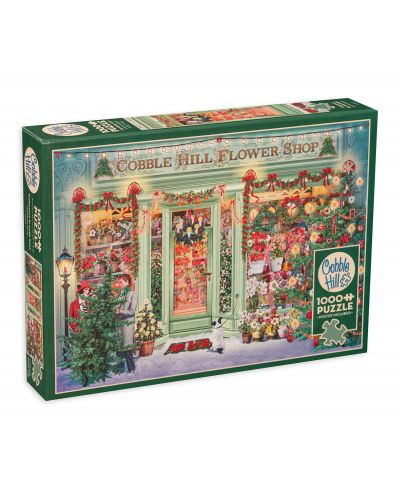 Puzzle Cobble Hill din 1000 piese - Magazin de flori de Crăciun - 1