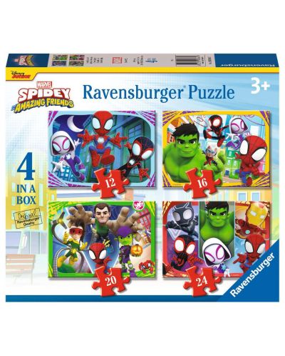 Puzzle Ravensburger din 24 piese 4 în 1 - Spidey și prietenii săi minunați - 1