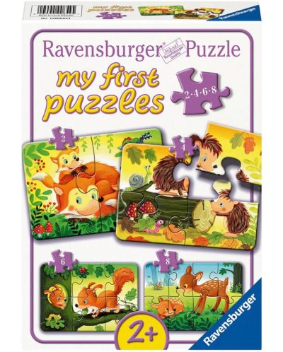 Puzzle Ravensburger 8 piese 4 în 1 - Primul meu puzzle: Distracție cu animale din pădure - 1