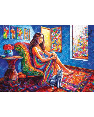 Puzzle Magnolia din 1000 piese - Femeie cu pisică | Ozone.ro