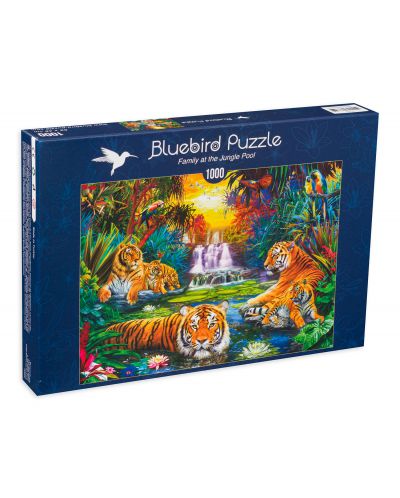 Puzzle Bluebird de 1000 piese - Family at the Jungle Pool - 1