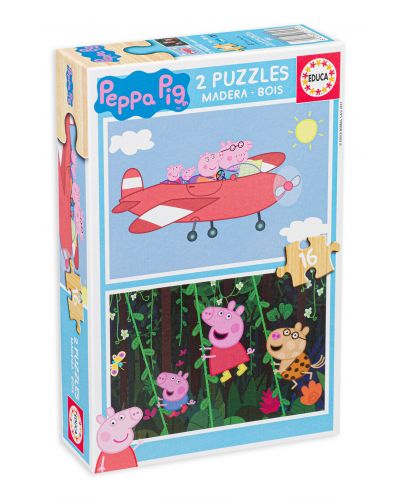Puzzle Educa de 2 x 16 piese - Aventurile lui Peppa Pig - 1