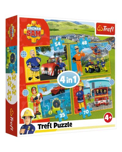 Puzzle Trefl 4 in 1 -  Viteazul pompier Sam - 1