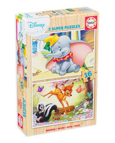 Puzzle Educa de 2 х 16 piese - Disney Animals - 1