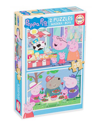 Puzzle Educa de 2 x 25 piese - Peppa Pig mananca - 1