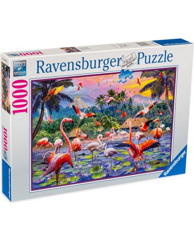 Puzzle Ravensburger 1000 de piese - Flamingo roz - 1