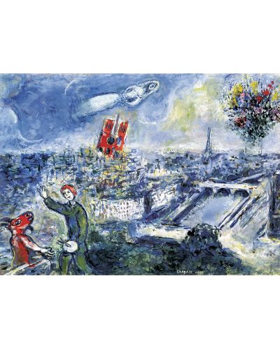 Puzzle Eurographics de 1000 piese - Buchetul din Paris, Mark Chagall - 2