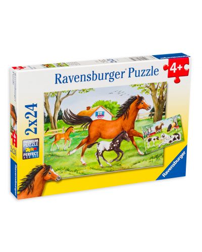 Puzzle Ravensburger din 2 x 24 piese - Cai - 1