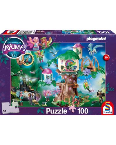 Puzzle Schmidt din 100 de piese - Pădure fermecată Playmobil - 1