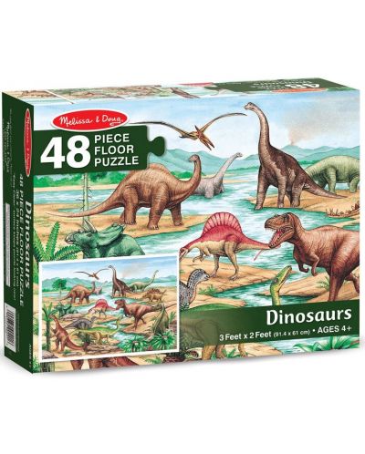 Puzzle pentru podea Melissa & Doug - Dinozauri, 48 piese - 1