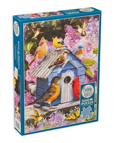 Puzzle Cobble Hill din 500 XXL piese - Casa de primăvară pentru păsări  - 1