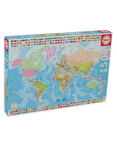 Puzzle Educa din 1500 de piese - Political World Map - 1