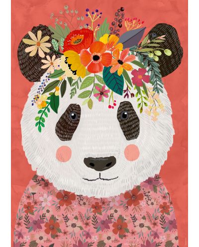 Puzzle Heye de 1000 piese - Floral Friends Cuddly Panda - 2
