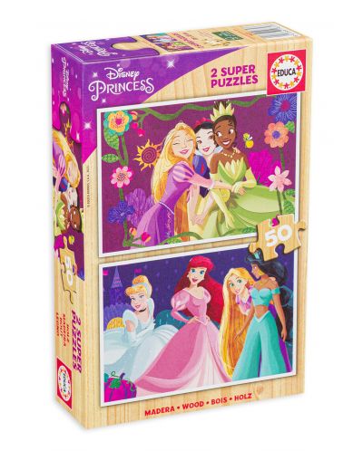 Puzzle Educa din 2 x 50 de piese - Prințese Disney - 1