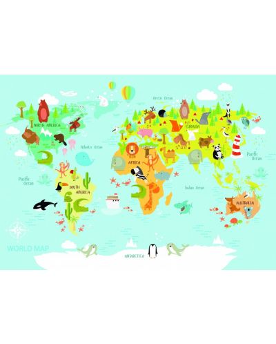 Puzzle Bluebird de 150 piese - World Map for Kids - 2