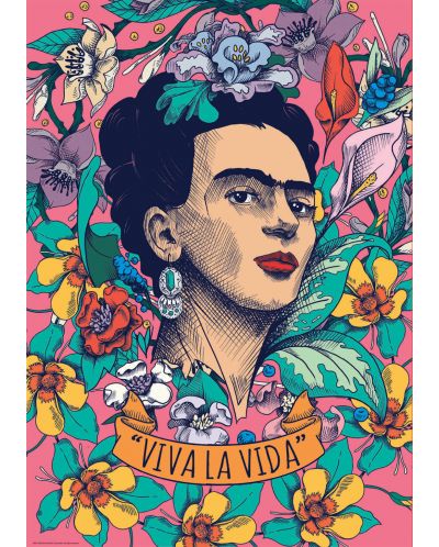 Puzzle Educa de 500 piese - Traieste-ti viata, Frieda Kahlo - 2