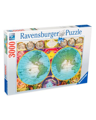 Puzzle Ravensburger de 3000 piese - Harta antica a lumii - 1