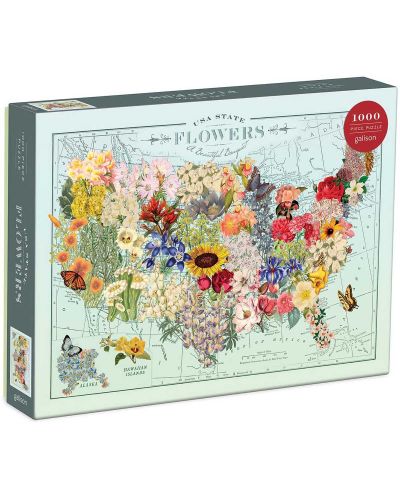 Puzzle Galison 1000 de piese - Harta geografica a florilor - 1