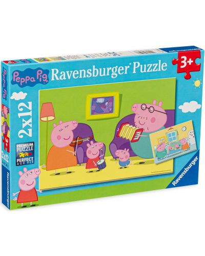 Puzzle Ravensburger  2 x 12 bucati - Peppa Pig la domiciliu  - 1