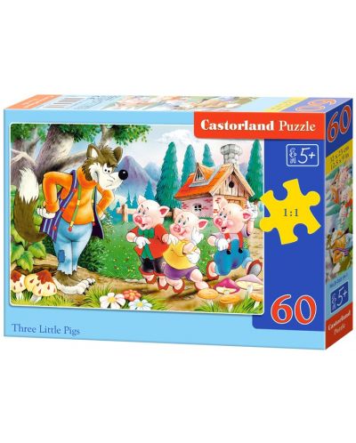 Puzzle Castorland de 60 piese - Cei trei purcelusi - 1