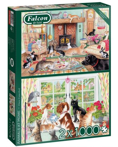 Puzzle Falcon din 2 x 1000 piese- Animals at Home - 1