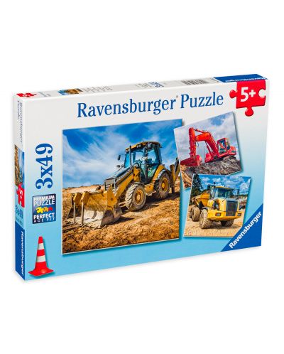 Puzzle Ravensburger de 3 х 49 piese - Digger at work - 1