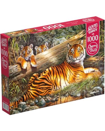 Puzzle Cherry Pazzi de 1000 piese – Familia de tigri - 1