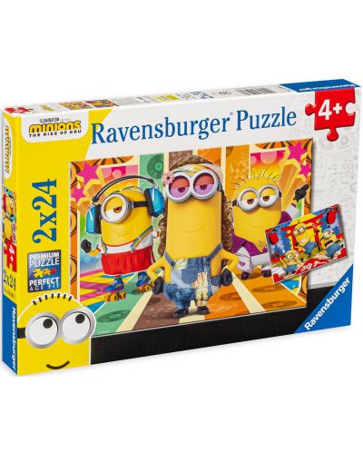 Puzzle Ravensburger 2 x 24 piese - Minions în acțiune  - 1