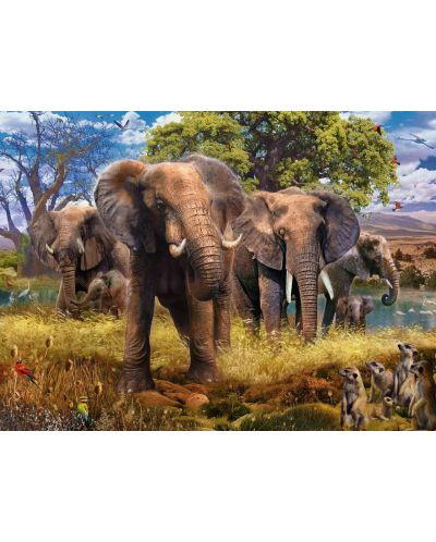 Puzzle Ravensburger de 500 piese - Familia elefantilor - 2