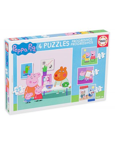 Puzzle Educa 4 in 1 - Aventurile lui Peppa Pig - 1