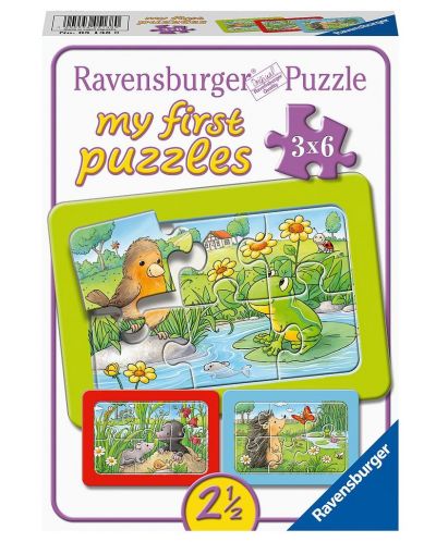 Puzzle Ravensburger din 3 х 6 piese - Small animals in the garden - 1