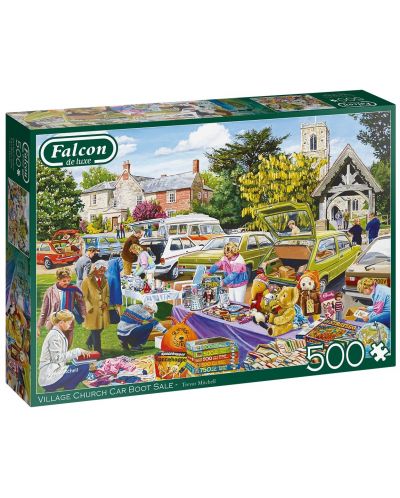 Puzzle  Falcon de 500 piese - Village Church Car Boot Sale - 1