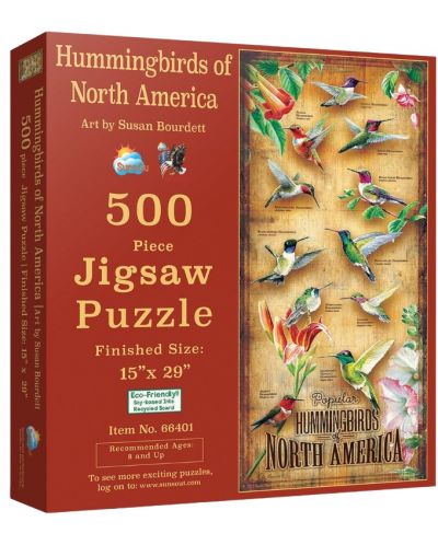 Puzzle panoramic SunsOut din 500 de piese - Colibrii din America de Nord - 1