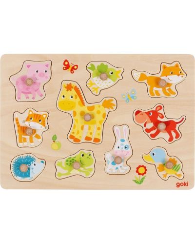 Puzzle cu mânere Goki - Animale pentru copii - 1