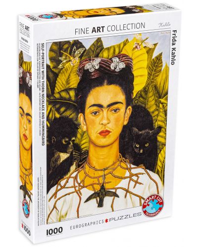 Puzzle Eurographics de 1000 piese – Autoportret cu colier de spini si colibri,Frida Kahlo - 1