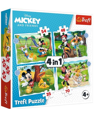 Puzzle Trefl 4 in 1 - O zi frumoasa pentru Mickey Mouse - 1