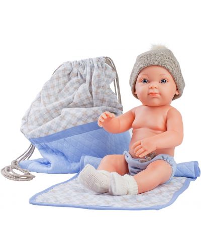 Papusa-bebelus Paola Reina Mini Pikolines - Cu geanta albastra si paturica, fetita, 32 cm - 1