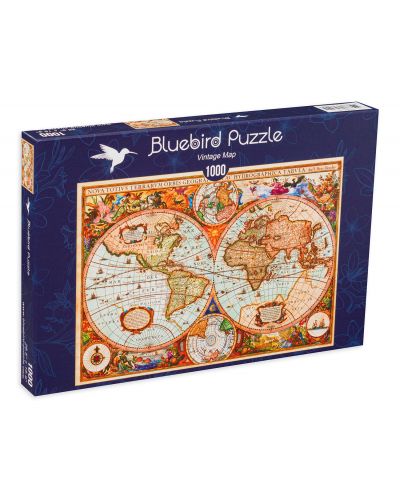 Puzzle Bluebird de 1000 piese - Vintage Map,  Aimee Stewart - 1