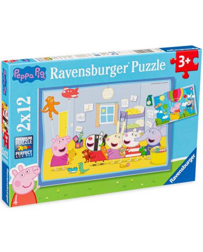 Ravensburger Puzzle de 2 x 12 piese - Aventurile lui Peppa  Purcelusul  - 1