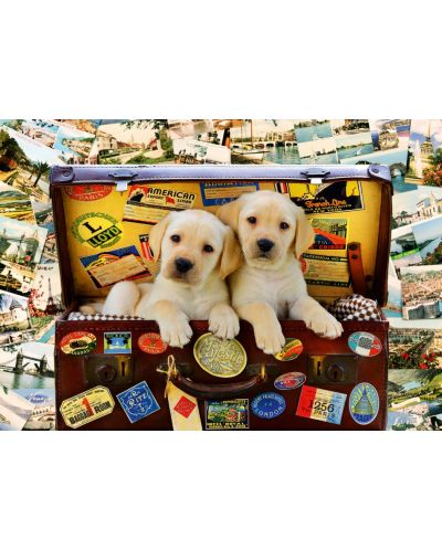 Puzzle Bluebird de 1000 piese - Two Travel Puppies - 2