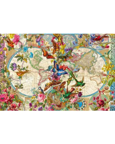 Puzzle Ravensburger din 3000 de piese - Harta lumii cu flora și fauna - 2