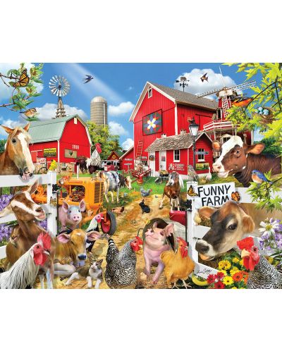 Puzzle White Mountain din 1000 de piese - Funny Farm Seek & Find - 2