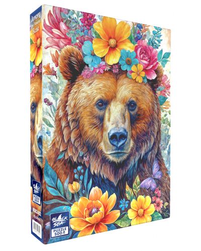 Puzzle Black Sea de 500 de bucăți - Printre flori: ursul - 1