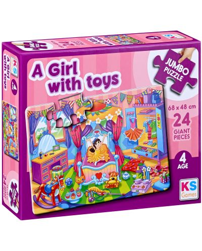 Puzzle KS Games din 24 XXL piese- Fată cu jucării | Ozone.ro