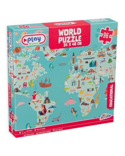 Puzzle Grafix 96 de piese - Harta lumii - 1