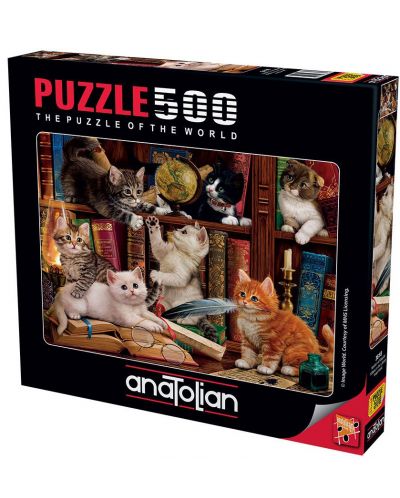 Puzzle Anatolian de 500 de piese - Pisici in biblioteca - 1