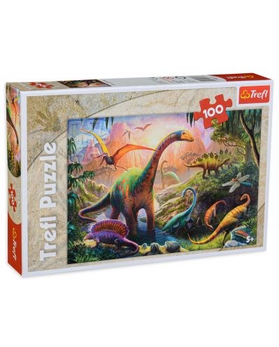 Puzzle Trefl de 100 piese - Pamantul dinozaurilor - 1