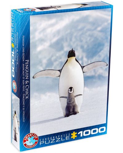Puzzle Eurographics de 1000 piese – Mama si bebe pinguini - 1