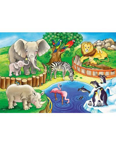 Puzzle Ravensburger 2 de cate 12 piese - Animale in gradina zoologica - 2